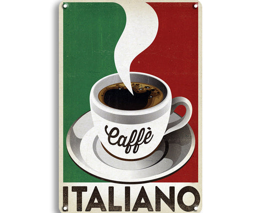 Metalen wandbord | Caffé | Italiano |