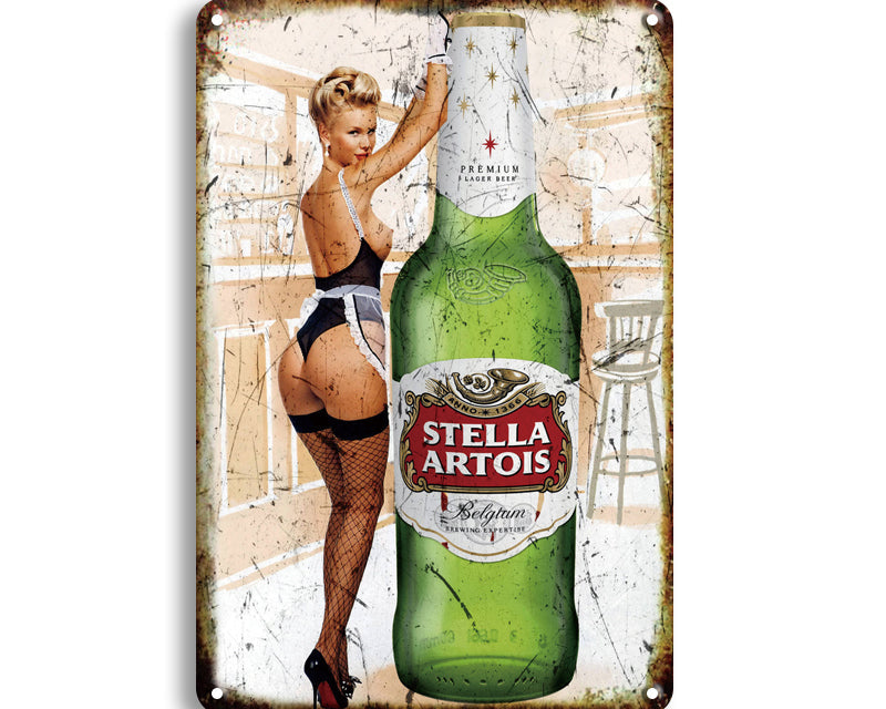 Metalen wandbord | Stella Artois | Vrouw |