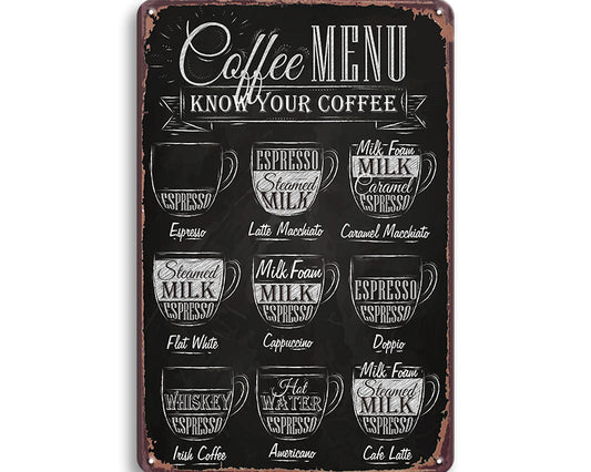 Metalen wandbord | Coffee menu |
