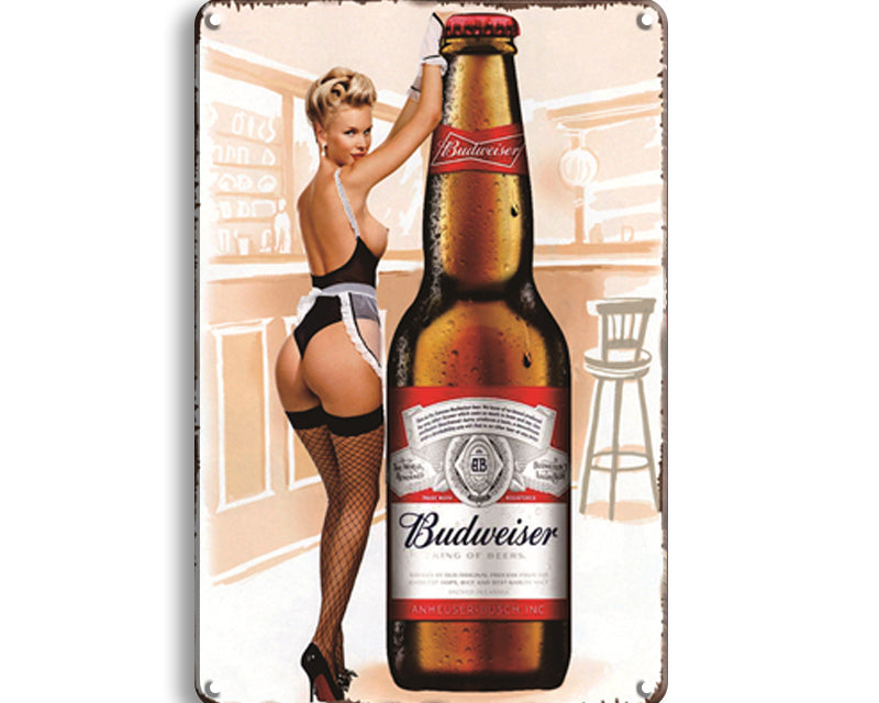 Metalen wandbord | Budweiser | Vrouw |