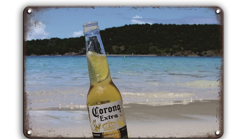 Metalen wandbord | Corona | Strand |