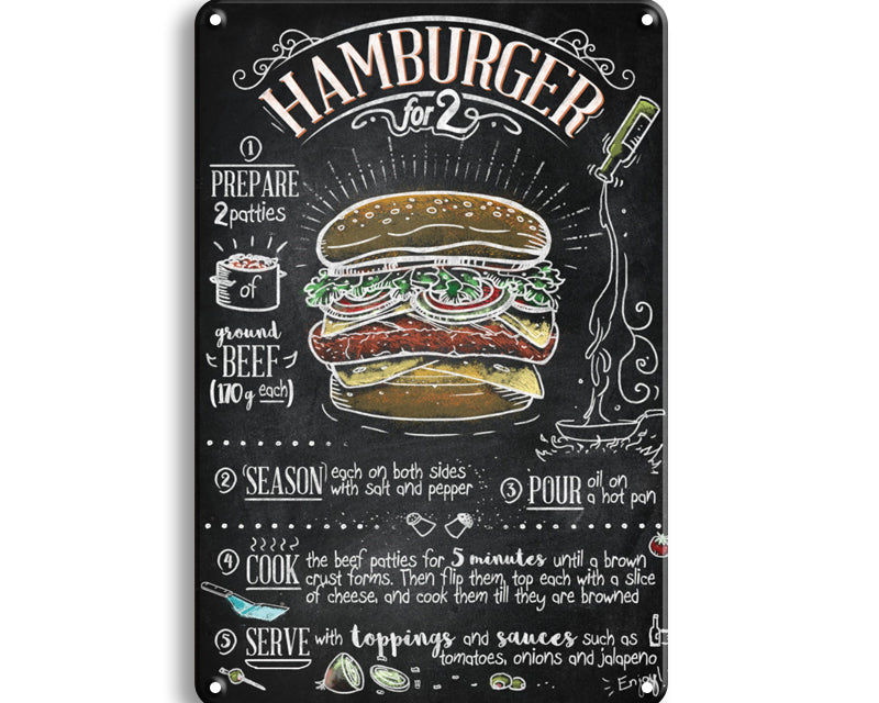 Metalen wandbord | Hamburger for 2 |