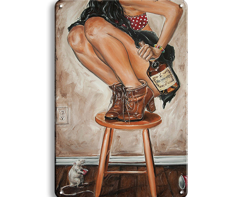 Metalen wandbord | Hennessy | Vrouw |