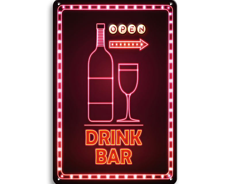 Metalen wandbord | Drink bar | Open #2 |