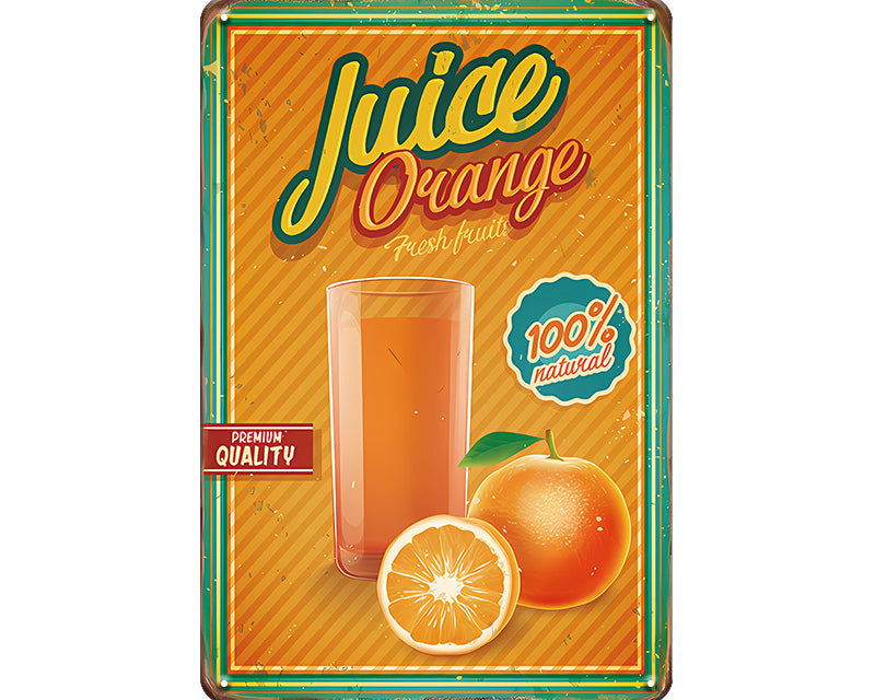 Metalen wandbord | Orange juice | Fresh fruit |