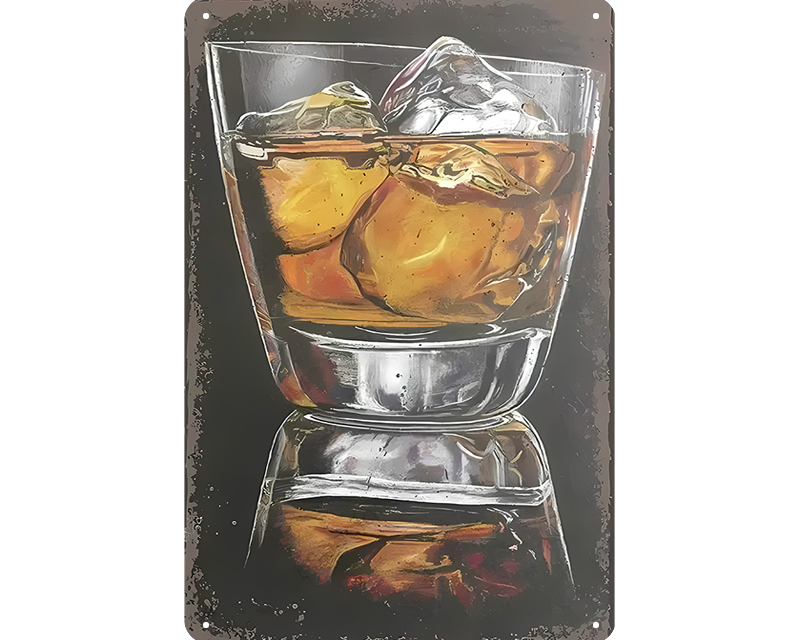 Metalen wandbord | Whiskey glas |