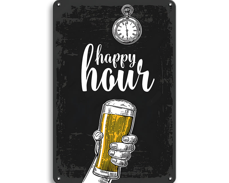 Metalen wandbord | Happy hour |