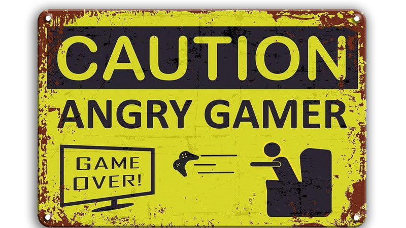 Metalen wandbord | Caution | Angry gamer |