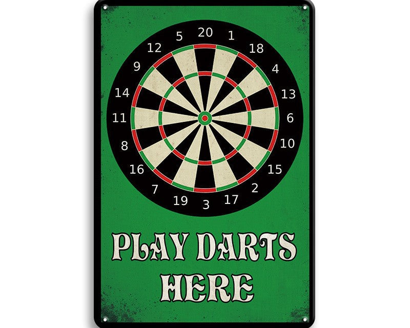 Metalen wandbord | Play darts here |