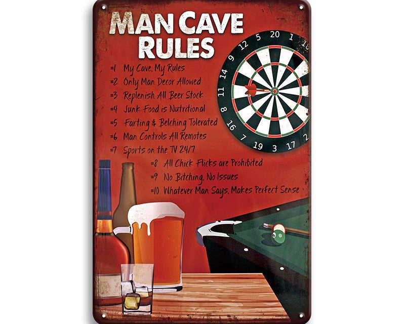 Metalen wandbord | Man cave rules |