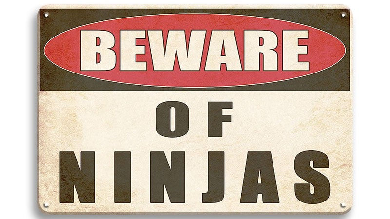 Metalen wandbord | Beware of ninjas |