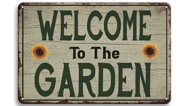 Metalen wandbord | Welcome in the garden |