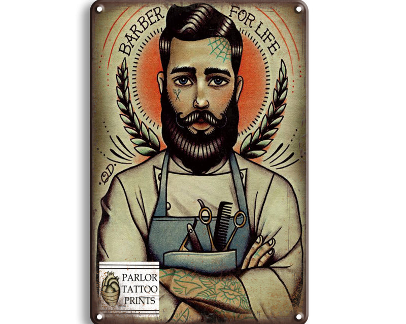 Metalen wandbord | Barber for life |