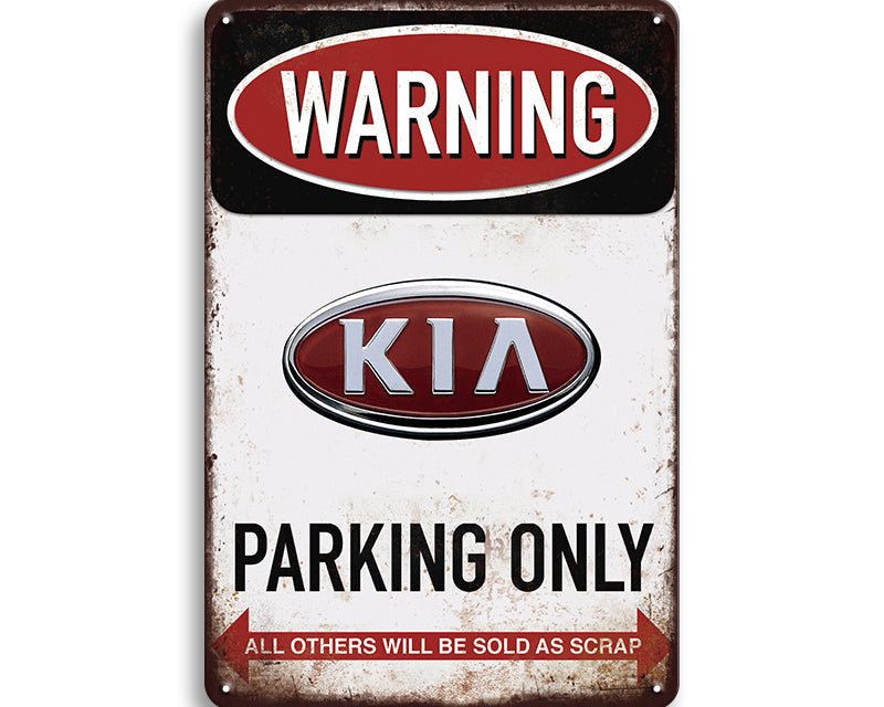 Metalen wandbord | Warning | Kia parking only |