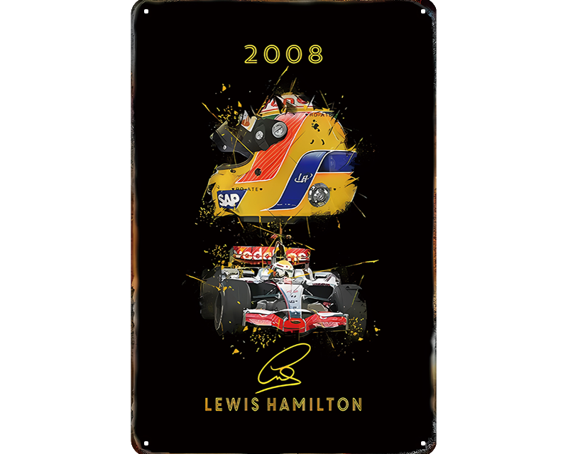 Metalen wandbord | Lewis Hamilton | 2008 |