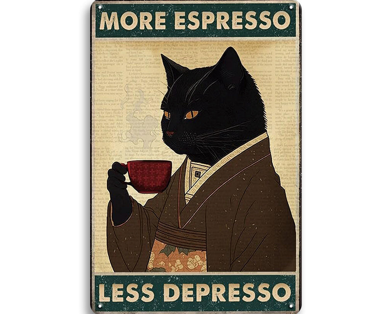 Metalen wandbord | More espresso | Less depresso |