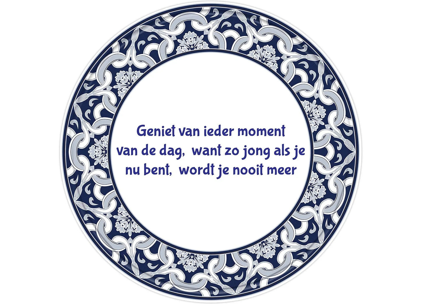 Metalen wandbord | Geniet van ieder moment van de dag | 30CM | Rond |