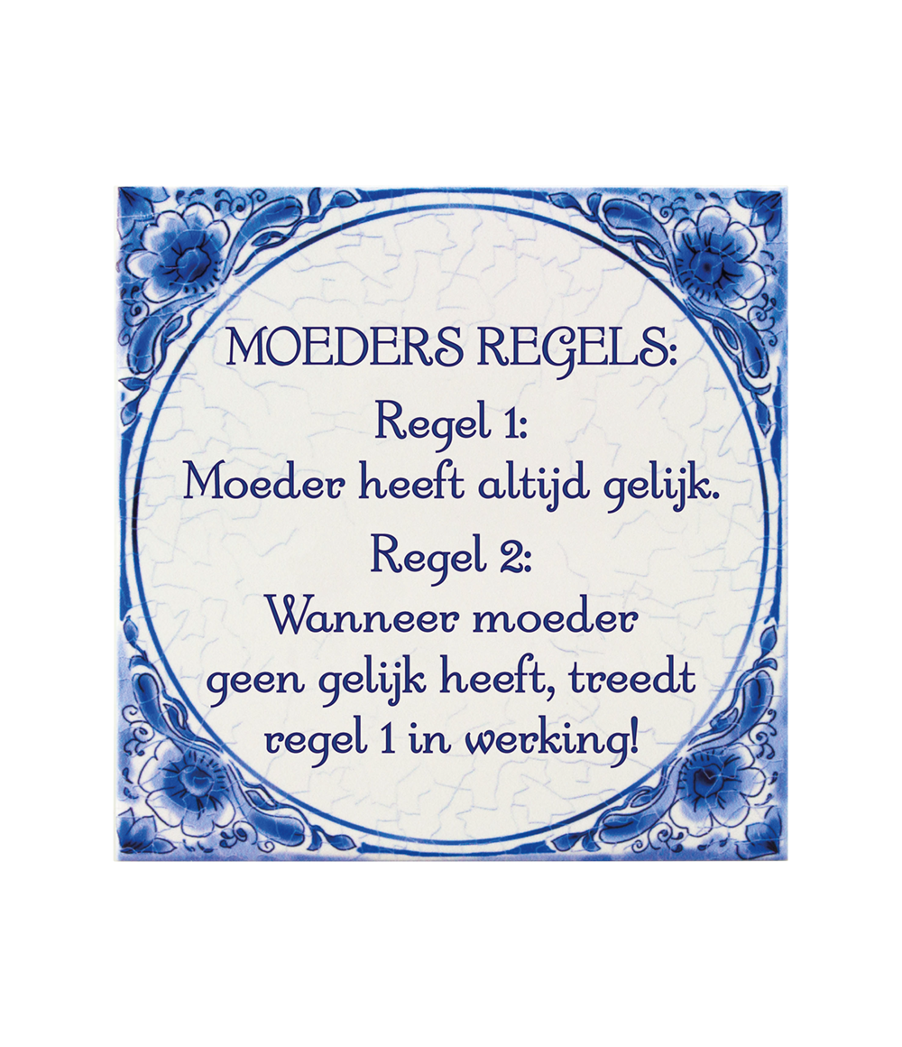 Delfts blauw tegeltje | Moeders regels | 14,5cm |