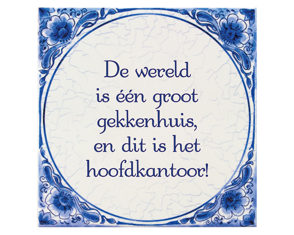Delfts blauw tegeltje | Gekkenhuis | 14,5cm |