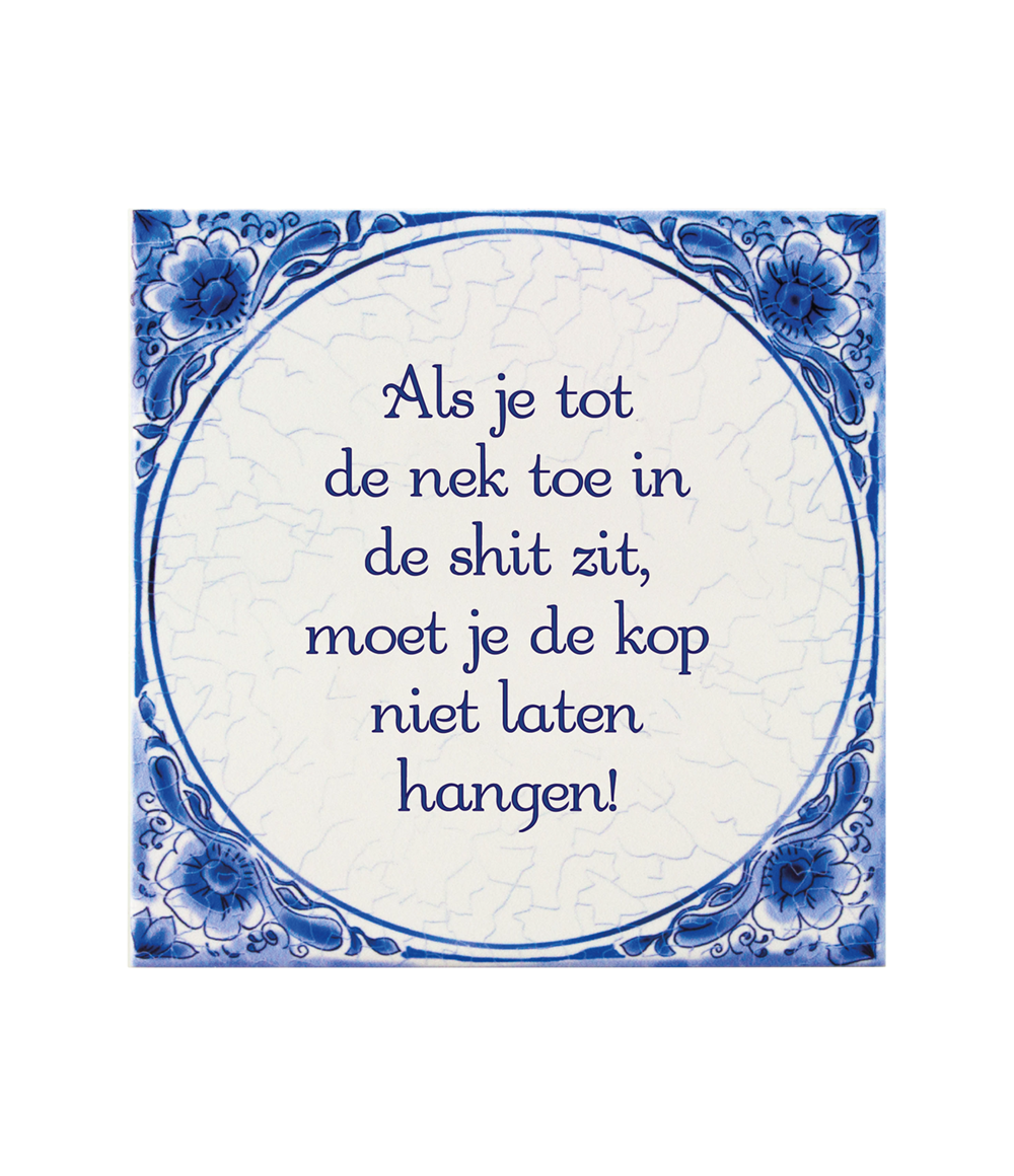 Delfts blauw tegeltje | Tot de nek | 14,5cm |