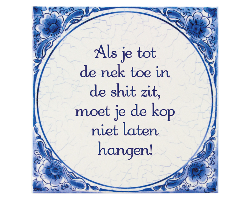 Delfts blauw tegeltje | Tot de nek | 14,5cm |