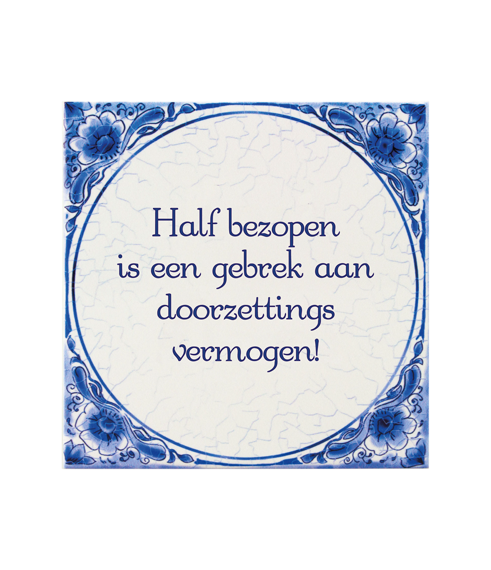 Delfts blauw tegeltje | Half bezopen | 14,5cm |