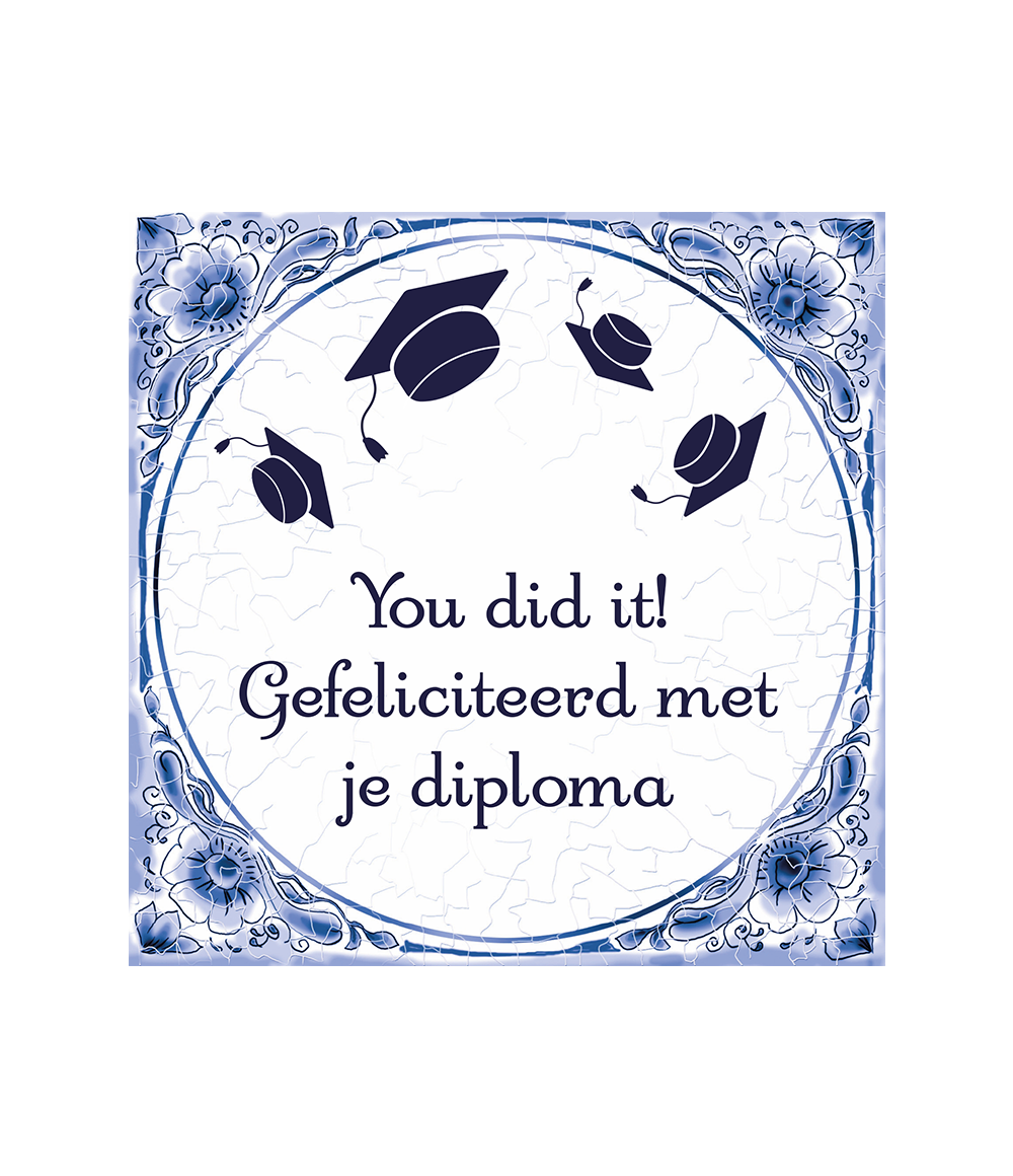 Delfts blauw | Geslaagd you did it | 15cm |