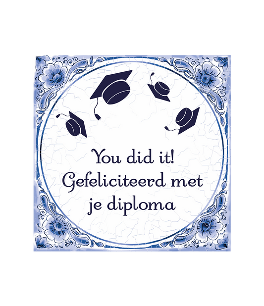 Delfts blauw | Geslaagd you did it | 15cm |