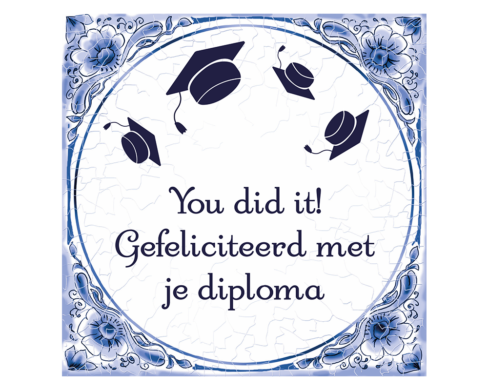 Delfts blauw | Geslaagd you did it | 15cm |