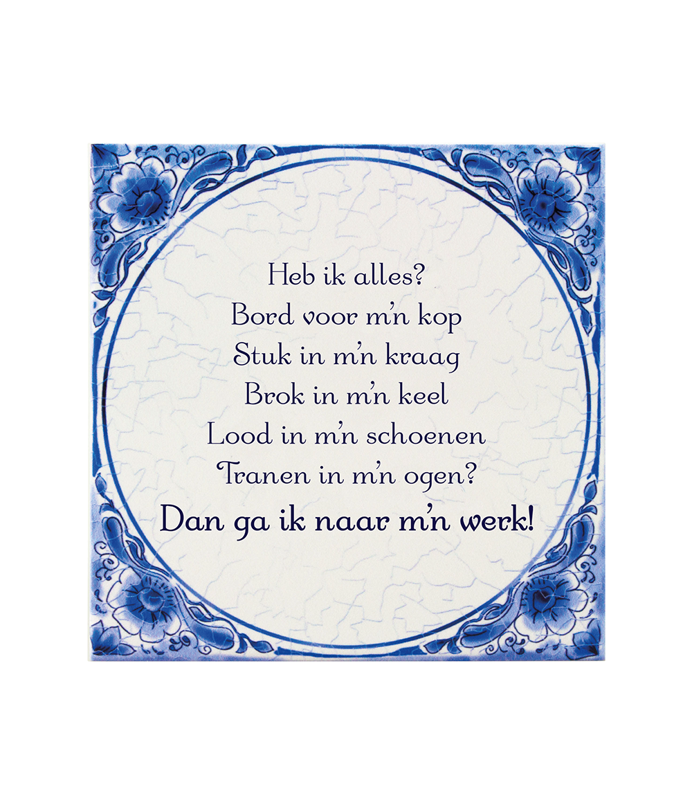 Delfts blauw tegeltje | Bord voor m'n kop | 14,5cm |