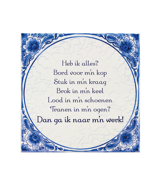 Delfts blauw tegeltje | Bord voor m'n kop | 14,5cm |