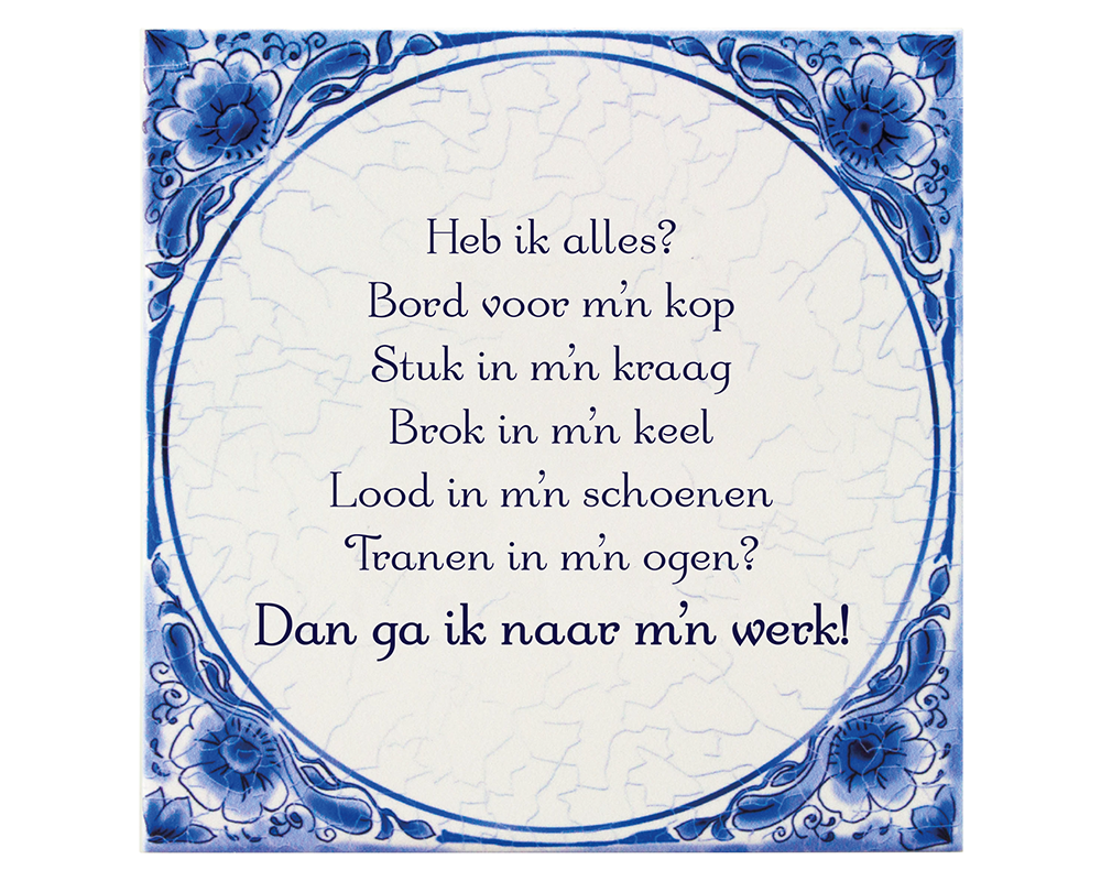 Delfts blauw tegeltje | Bord voor m'n kop | 14,5cm |