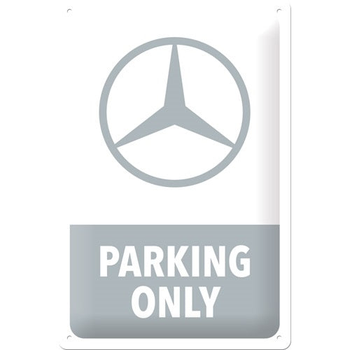 Metalen wandbord | Mercedes-Benz parking only grijs | 30x20cm |