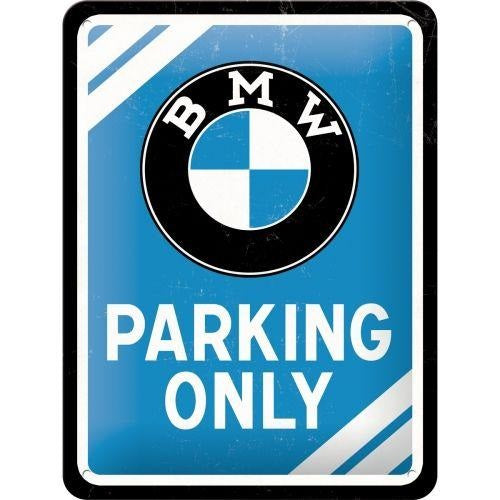 Metalen wandbord | BMW parking only blauw | 20x15cm |