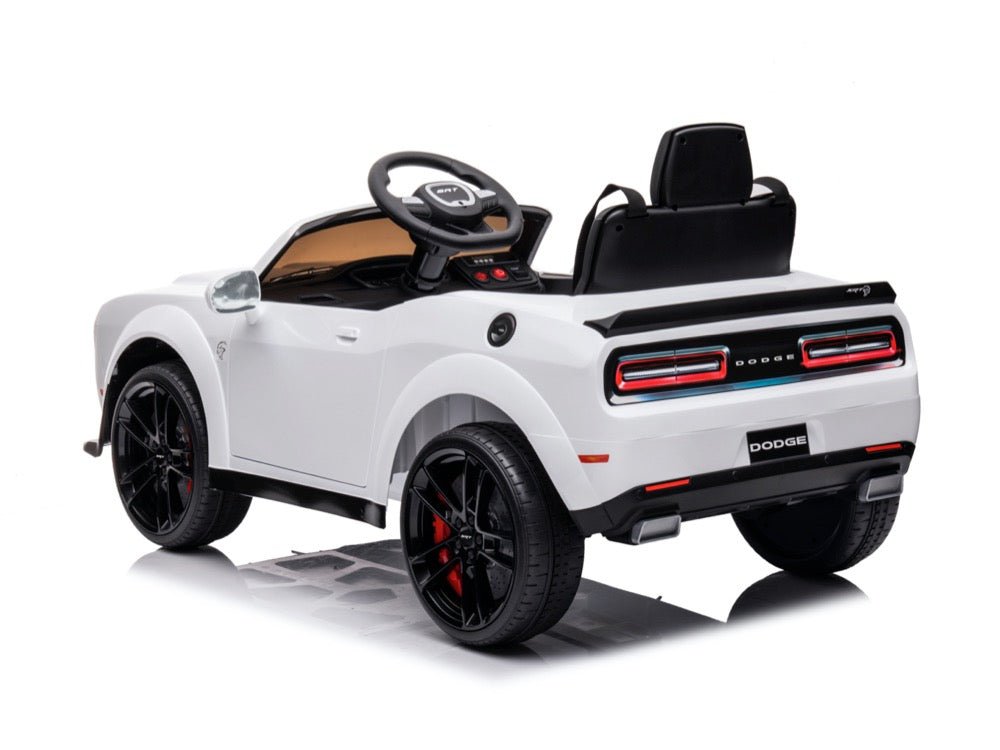 Elektrische kinderauto Dodge SRT wit achterkant