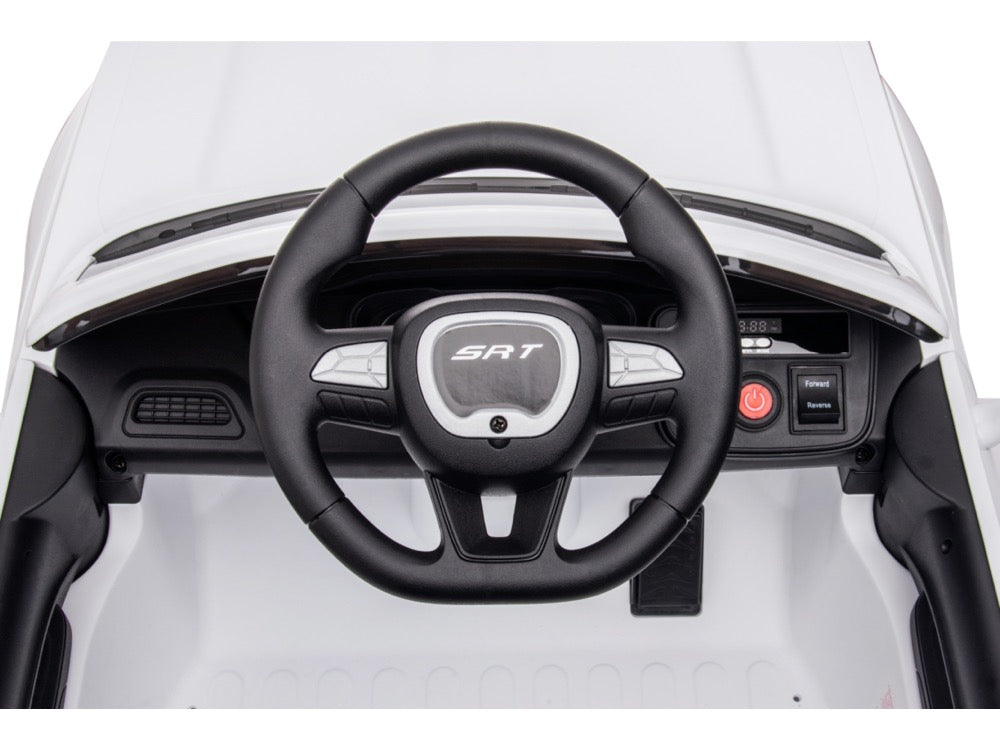 Elektrische kinderauto Dodge SRT wit stuur