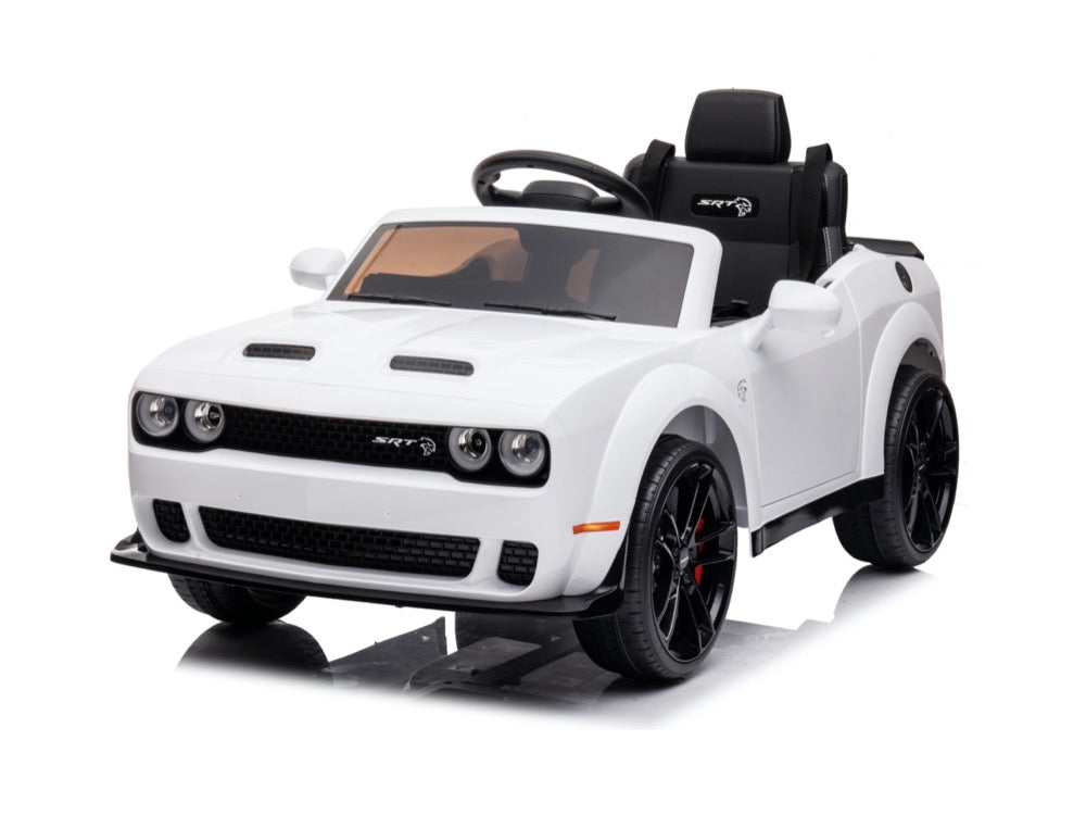 Elektrische kinderauto Dodge SRT wit voorkant