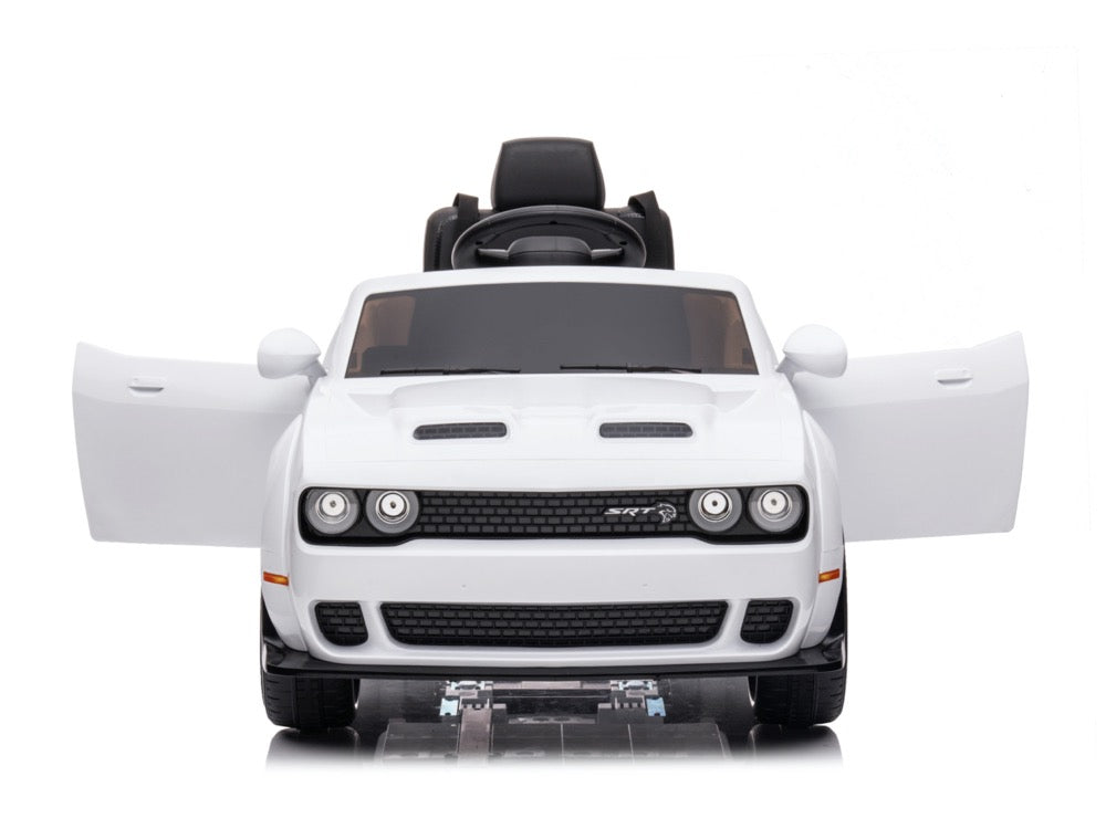 Elektrische kinderauto Dodge SRT wit voorkant 3