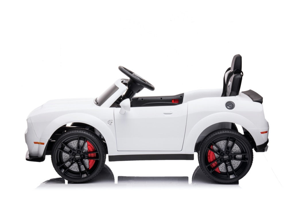 Elektrische kinderauto Dodge SRT wit zijkant