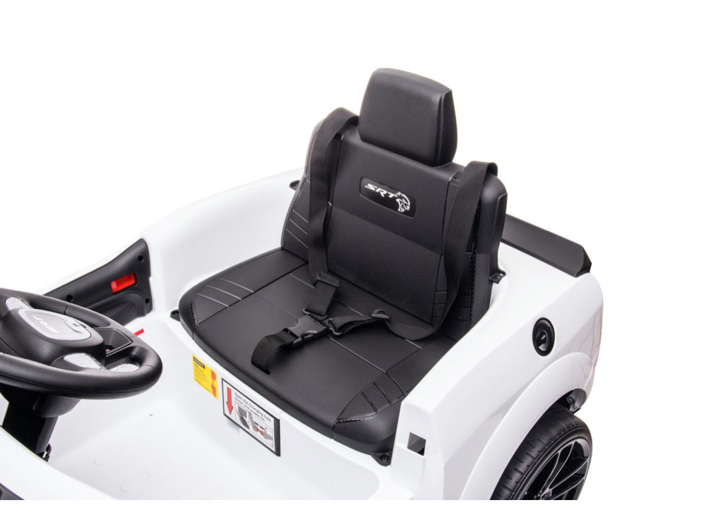 Elektrische kinderauto Dodge SRT wit zitje