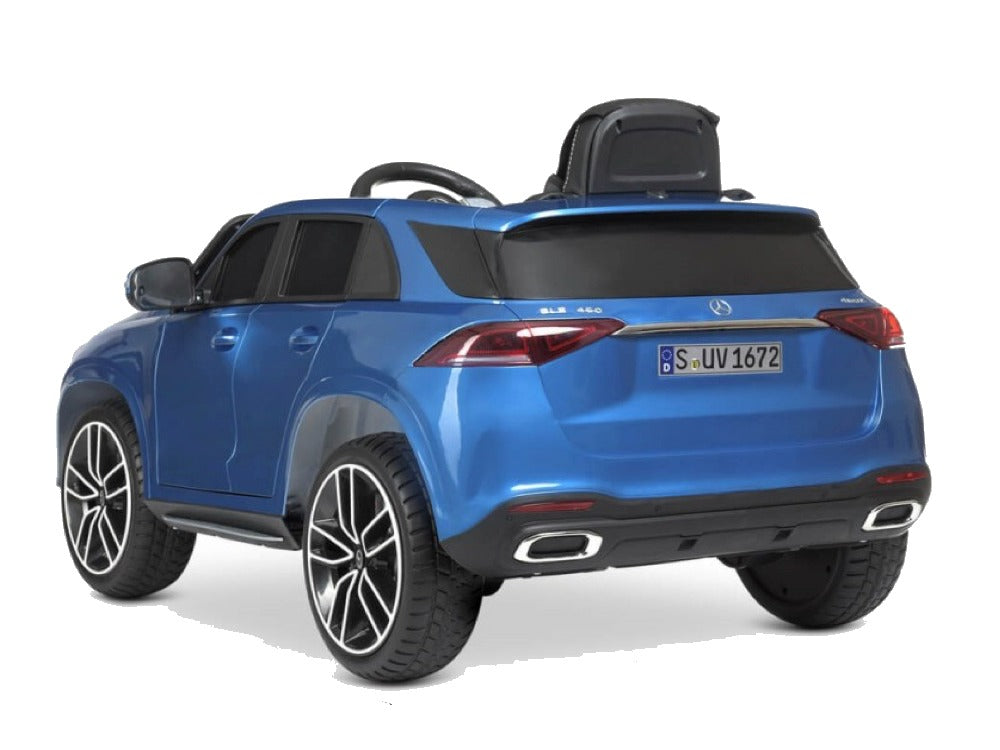 Mercedes-Benz GLE450 blauw elektrische kinderauto achterkant
