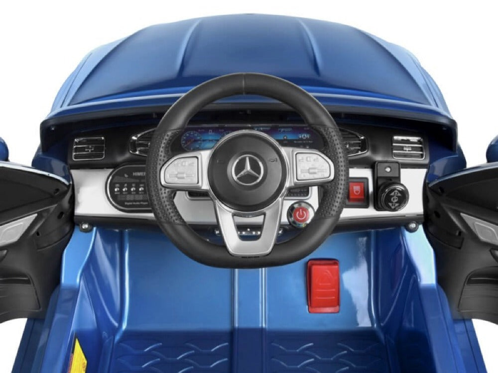 Mercedes-Benz GLE450 blauw elektrische kinderauto stuur