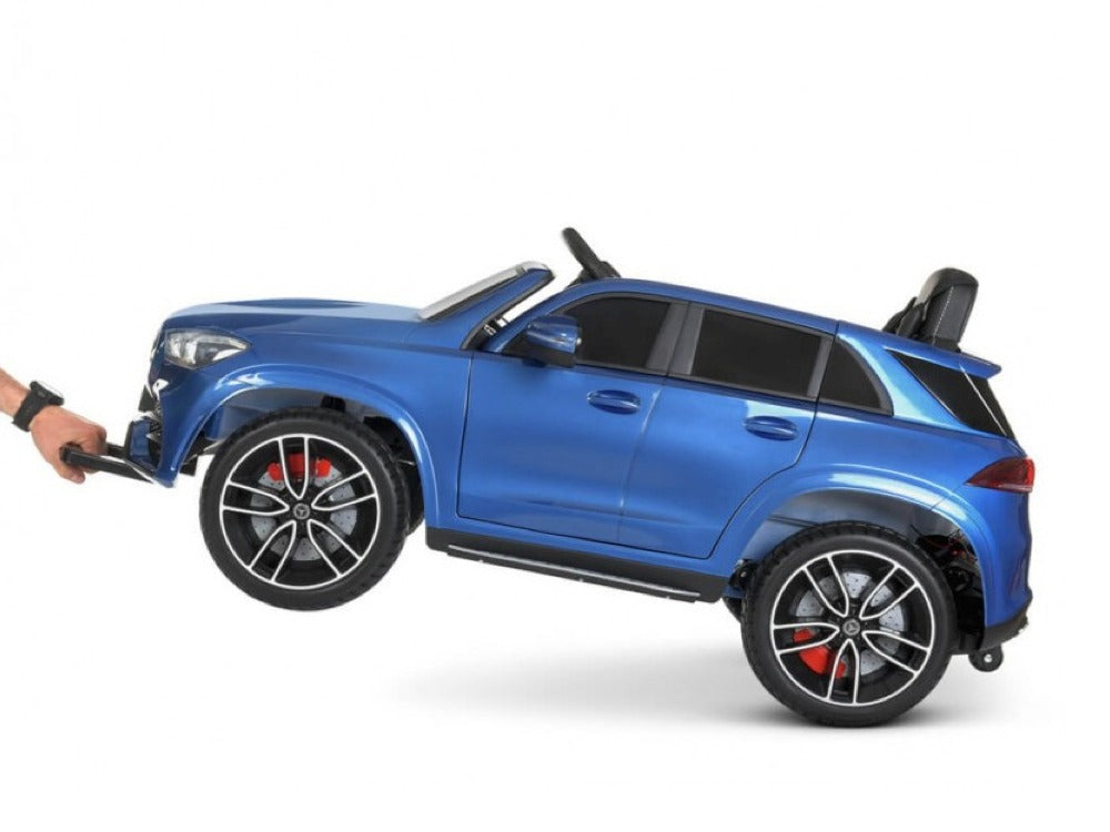 Mercedes-Benz GLE450 blauw elektrische kinderauto zijkant