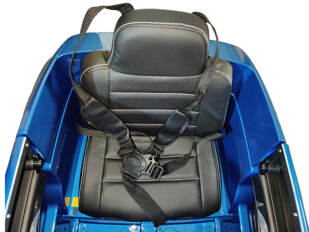 Mercedes-Benz GLE450 blauw elektrische kinderauto zitje