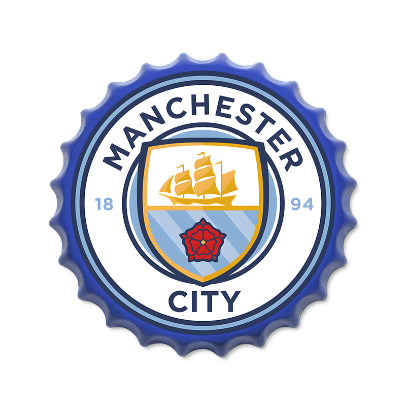 Metalen drankdop | Manchester City | 35CM | Rond |
