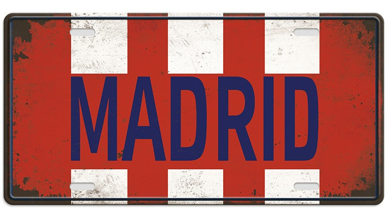 Metalen wandbord | Madrid | Kentekenplaat | 15x30cm |