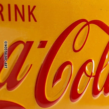 Metalen wandbord | Coca Cola geel logo | 20x30cm |
