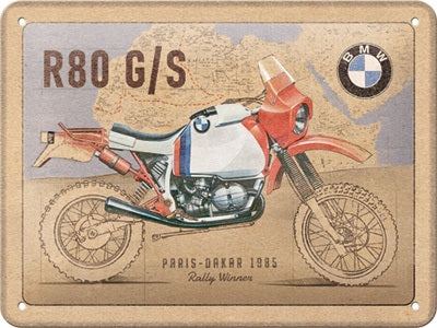 Metalen wandbord | BMW R80 G/S Paris Dakar | 15x20cm |