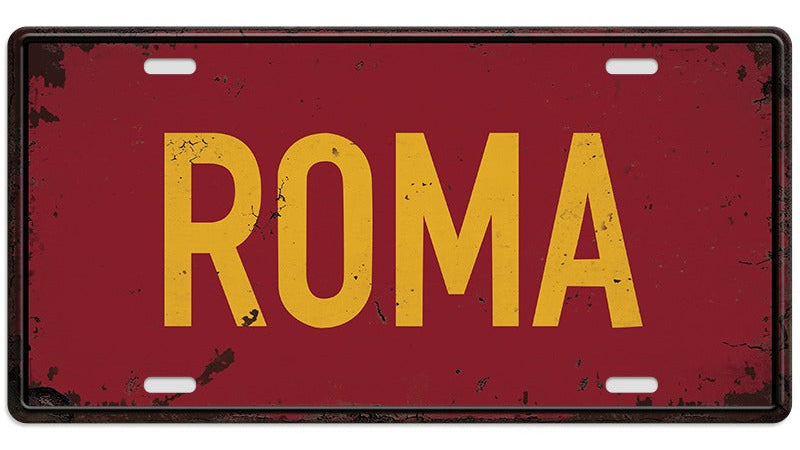 Metalen wandbord | Roma | Kentekenplaat | 15x30cm |