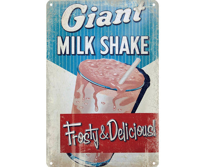 Metalen wandbord | Giant milk shake | Frosty & Delicious! |